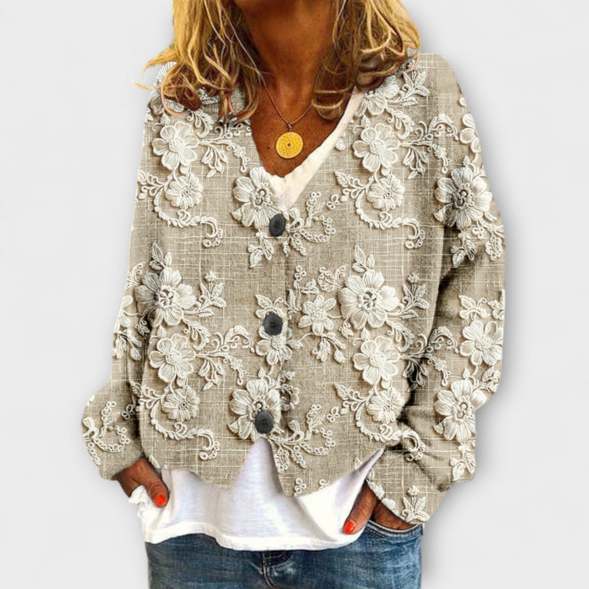 Stella - Strickjacke s cvjetnim uzorkom