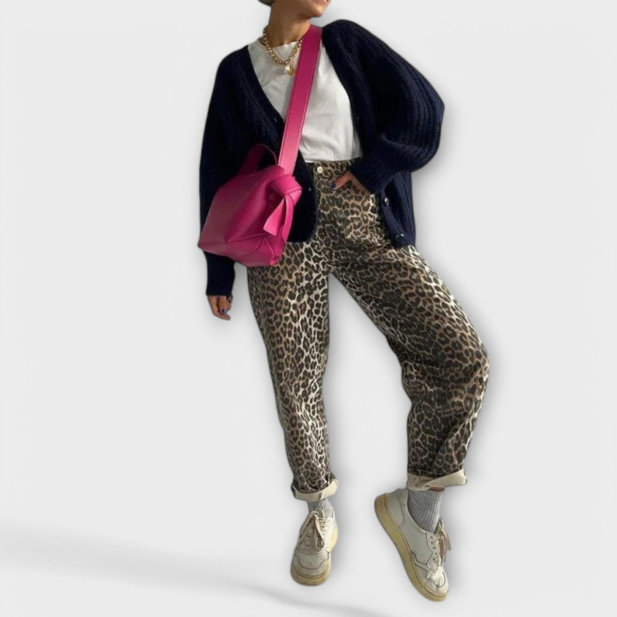 Rozalija - Vintage traperice s uzorkom leoparda