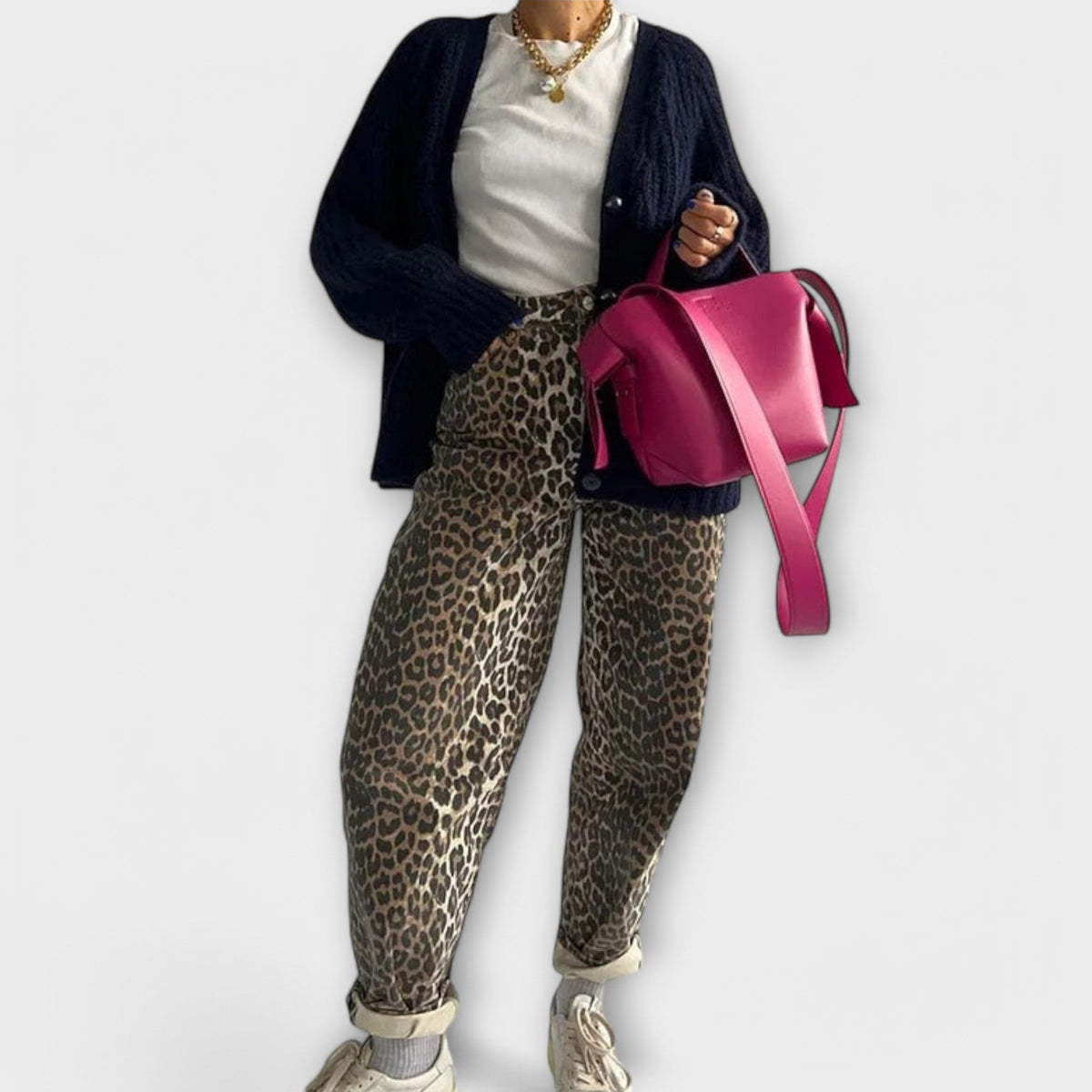 Rozalija - Vintage traperice s uzorkom leoparda