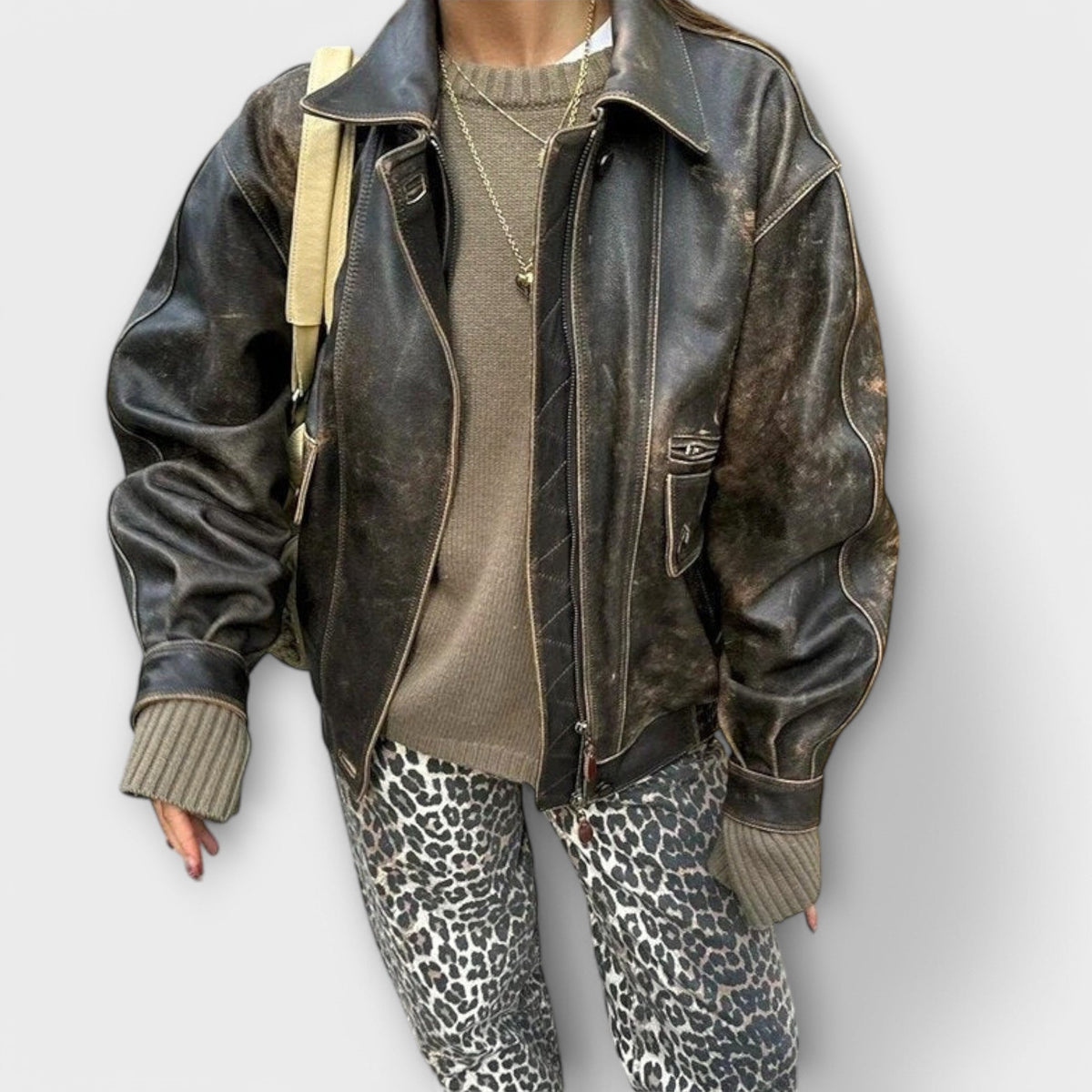 Rozalija - Vintage traperice s uzorkom leoparda