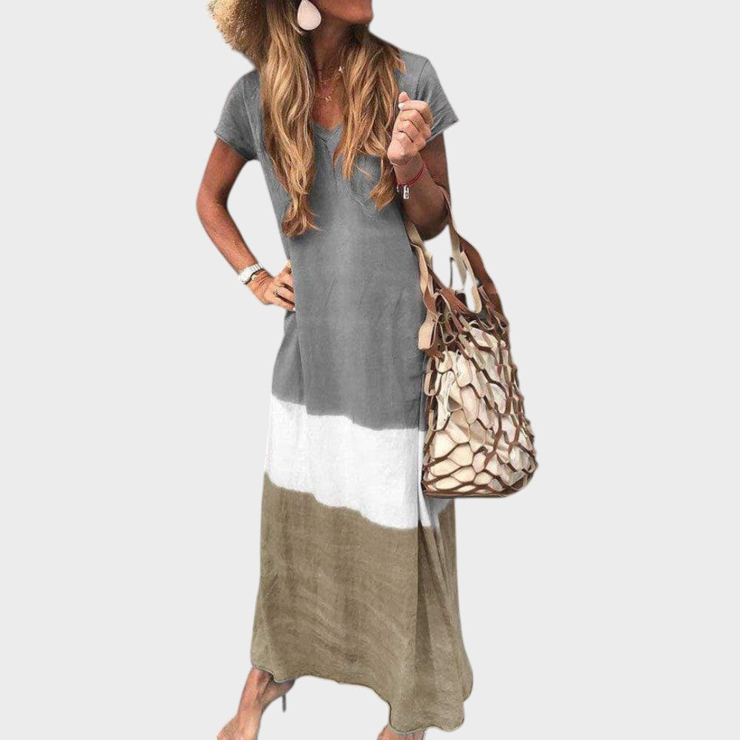 Vanja - Višebojna ležerna boho duga haljina